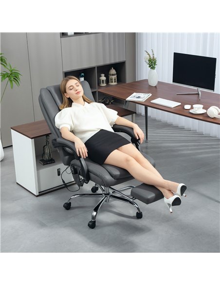 HOMCOM Executive Office Chair with 6-point Massage and Heat - Light Grey - pic 161968 | FastDaddyshop