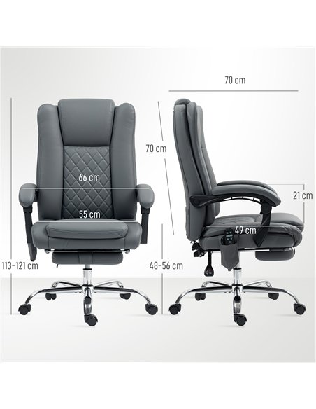 HOMCOM Executive Office Chair with 6-point Massage and Heat - Light Grey - pic 161969 | FastDaddyshop
