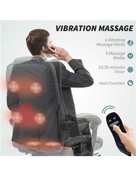 HOMCOM Executive Office Chair with 6-point Massage and Heat - Light Grey - pic 161970 | FastDaddyshop
