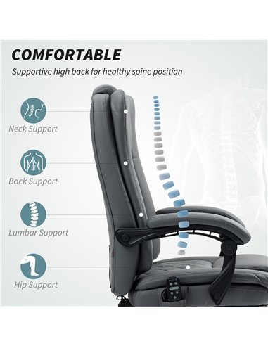 HOMCOM Executive Office Chair with 6-point Massage and Heat - Light Grey