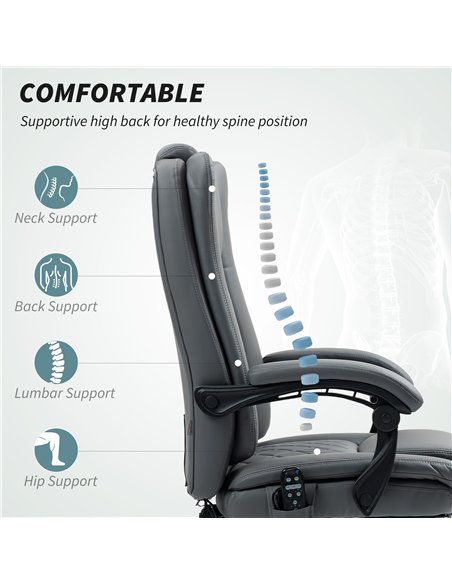 HOMCOM Executive Office Chair with 6-point Massage and Heat - Light Grey - pic 161971 | FastDaddyshop