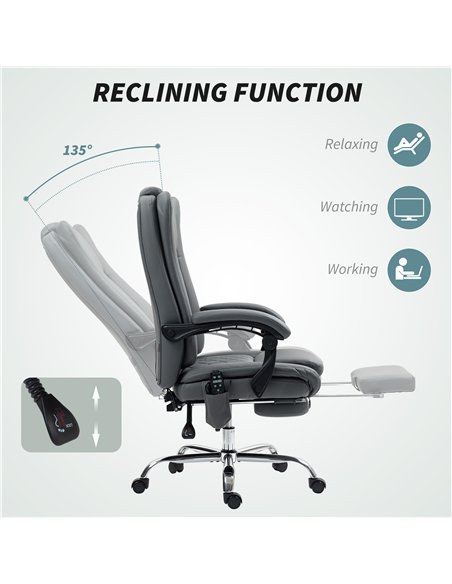 HOMCOM Executive Office Chair with 6-point Massage and Heat - Light Grey - pic 161973 | FastDaddyshop