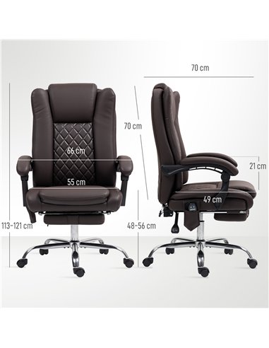 HOMCOM Executive Office Chair with 6-point Massage and Heat - Dark Brown