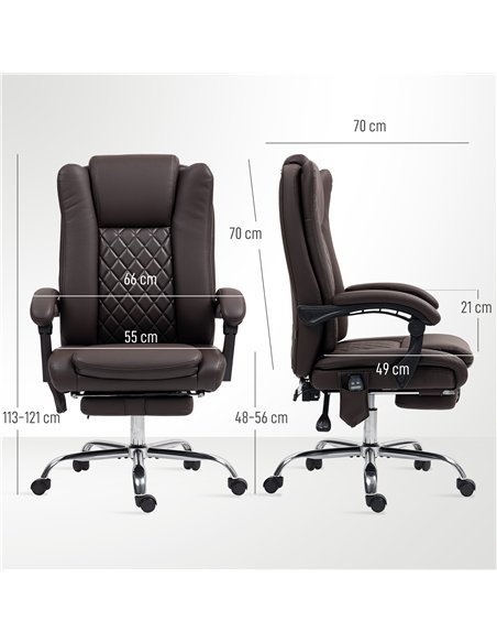 HOMCOM Executive Office Chair with 6-point Massage and Heat - Dark Brown - pic 161978 | FastDaddyshop