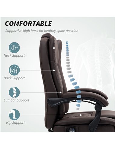 HOMCOM Executive Office Chair with 6-point Massage and Heat - Dark Brown