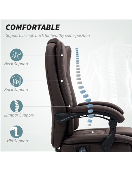 HOMCOM Executive Office Chair with 6-point Massage and Heat - Dark Brown - pic 161980 | FastDaddyshop