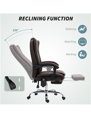 HOMCOM Executive Office Chair with 6-point Massage and Heat - Dark Brown