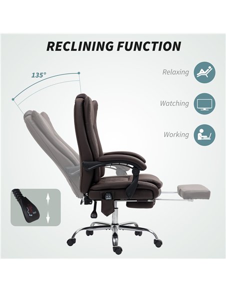 HOMCOM Executive Office Chair with 6-point Massage and Heat - Dark Brown - pic 161982 | FastDaddyshop