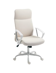 HOMCOM Fabric High Back Office Chair - Cream White