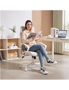 HOMCOM Fabric High Back Office Chair - Cream White 2