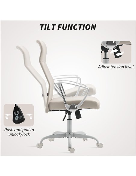HOMCOM Fabric High Back Office Chair - Cream White - pic 161989 | FastDaddyshop
