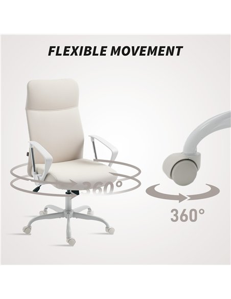 HOMCOM Fabric High Back Office Chair - Cream White - pic 161990 | FastDaddyshop