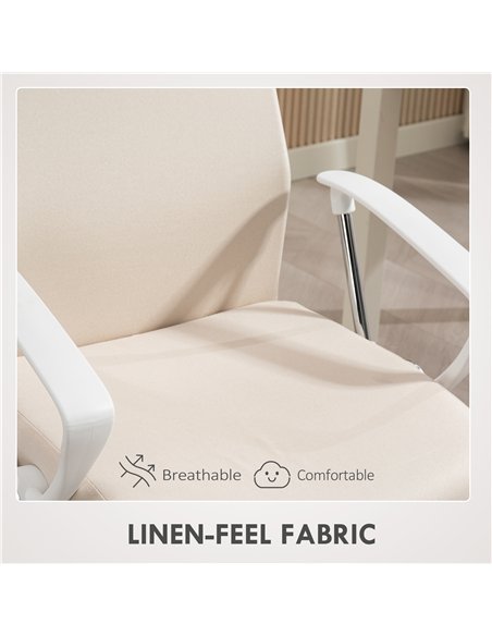HOMCOM Fabric High Back Office Chair - Cream White - pic 161991 | FastDaddyshop