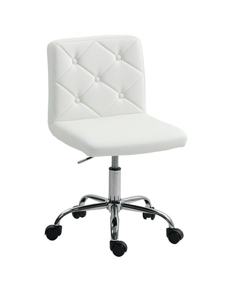 HOMCOM PU Leather Armless Office Chair, Modern Vanity Computer Swivel Chair with Rolling Wheels and Adjustable Height for Home S - pic 161994 | FastDaddyshop
