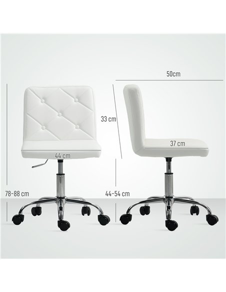 HOMCOM PU Leather Armless Office Chair, Modern Vanity Computer Swivel Chair with Rolling Wheels and Adjustable Height for Home S - pic 161996 | FastDaddyshop