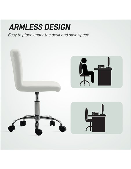 HOMCOM PU Leather Armless Office Chair, Modern Vanity Computer Swivel Chair with Rolling Wheels and Adjustable Height for Home S - pic 161998 | FastDaddyshop