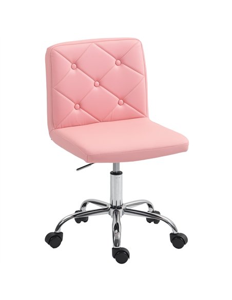 HOMCOM PU Leather Armless Office Chair, Modern Vanity Computer Swivel Chair with Rolling Wheels and Adjustable Height for Home S - pic 162003 | FastDaddyshop