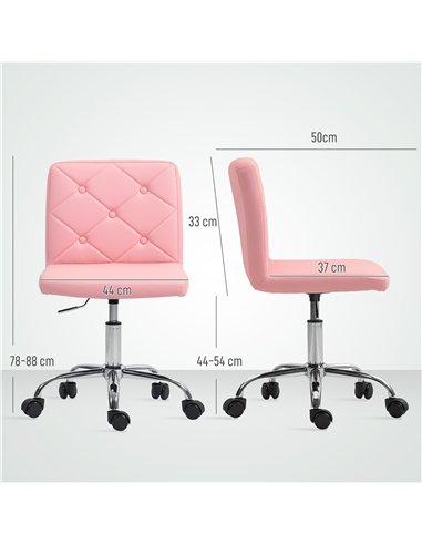 HOMCOM PU Leather Armless Office Chair, Modern Vanity Computer Swivel Chair with Rolling Wheels and Adjustable Height for Home S