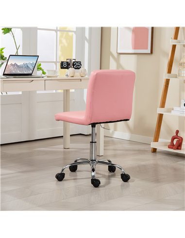HOMCOM PU Leather Armless Office Chair, Modern Vanity Computer Swivel Chair with Rolling Wheels and Adjustable Height for Home S