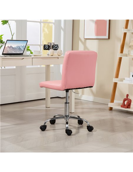 HOMCOM PU Leather Armless Office Chair, Modern Vanity Computer Swivel Chair with Rolling Wheels and Adjustable Height for Home S - pic 162011 | FastDaddyshop