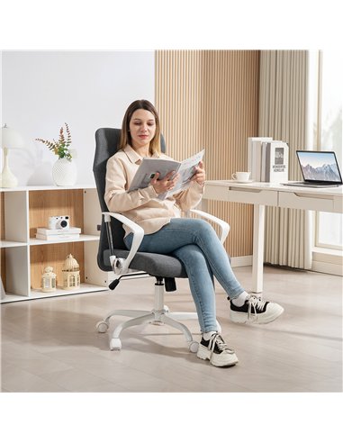 HOMCOM Fabric High Back Office Chair - Grey