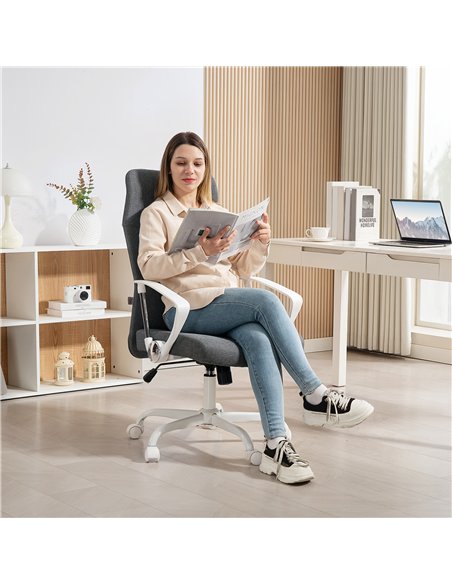 HOMCOM Fabric High Back Office Chair - Grey - pic 162013 | FastDaddyshop
