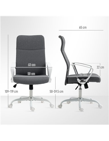 HOMCOM Fabric High Back Office Chair - Grey