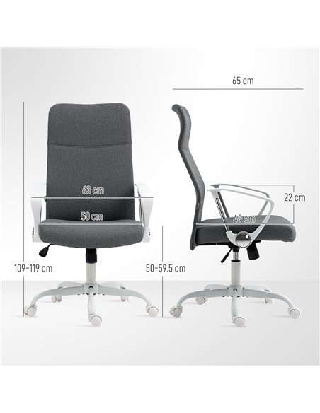 HOMCOM Fabric High Back Office Chair - Grey - pic 162014 | FastDaddyshop