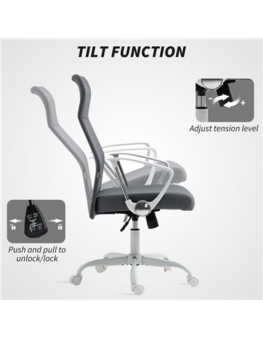 HOMCOM Fabric High Back Office Chair - Grey