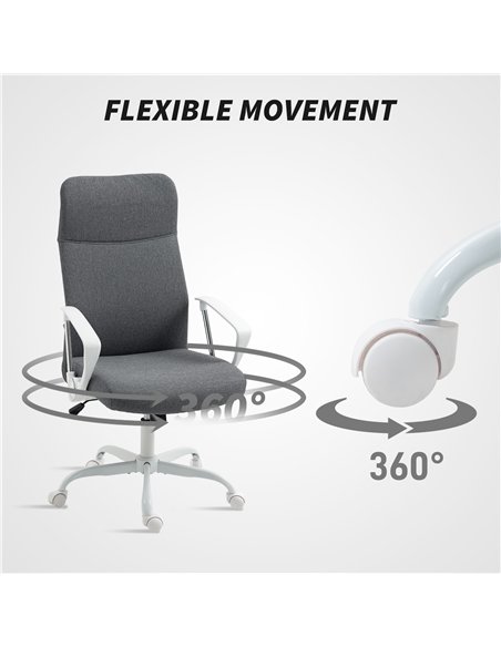 HOMCOM Fabric High Back Office Chair - Grey - pic 162017 | FastDaddyshop
