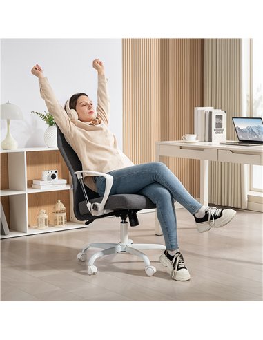 HOMCOM Fabric High Back Office Chair - Grey