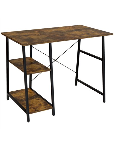 HOMCOM 100cm Computer Desk with Storage, Industrial Home Office Desk with 2 Tier Shelves and Steel Frame, Computer Table for Stu - pic 162030 | FastDaddyshop
