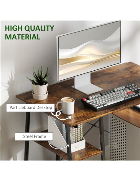 HOMCOM 100cm Computer Desk with Storage, Industrial Home Office Desk with 2 Tier Shelves and Steel Frame, Computer Table for Stu - pic 162034 | FastDaddyshop