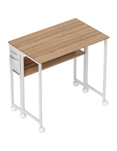 HOMCOM 80 cm Drop Leaf Writing Work Desk - Natural Wood Finish