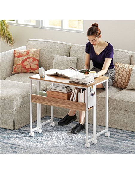 HOMCOM 80 cm Drop Leaf Writing Work Desk - Natural Wood Finish - pic 162040 | FastDaddyshop