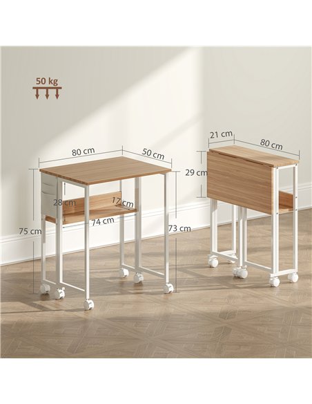 HOMCOM 80 cm Drop Leaf Writing Work Desk - Natural Wood Finish - pic 162041 | FastDaddyshop