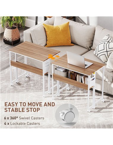 HOMCOM 80 cm Drop Leaf Writing Work Desk - Natural Wood Finish