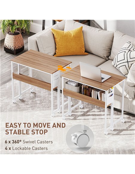 HOMCOM 80 cm Drop Leaf Writing Work Desk - Natural Wood Finish - pic 162044 | FastDaddyshop