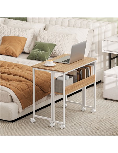 HOMCOM 80 cm Drop Leaf Writing Work Desk - Natural Wood Finish - pic 162046 | FastDaddyshop