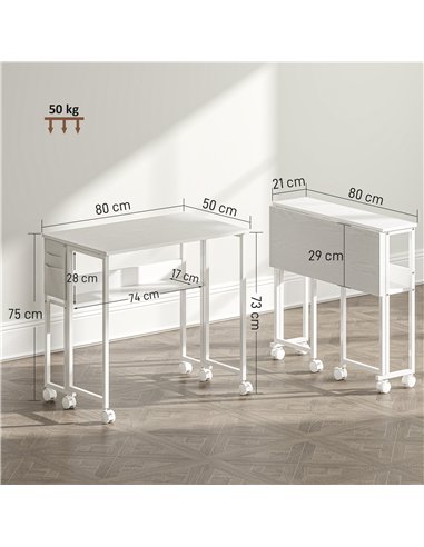HOMCOM 80 cm Drop Leaf Writing Work Desk - White
