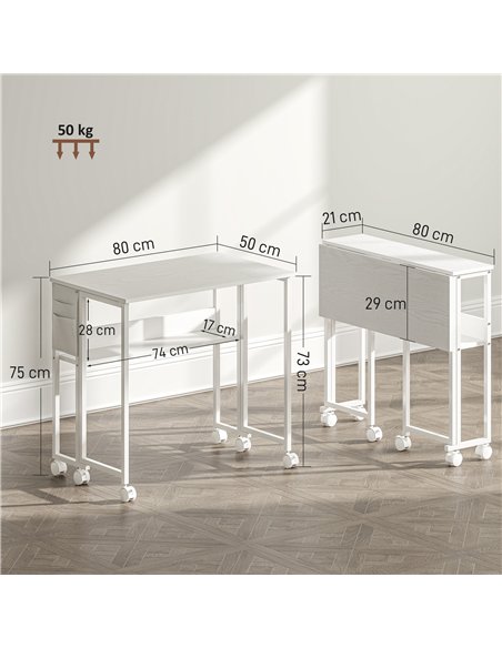 HOMCOM 80 cm Drop Leaf Writing Work Desk - White - pic 162050 | FastDaddyshop