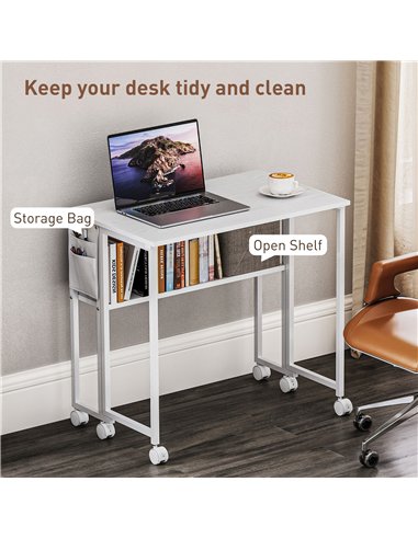 HOMCOM 80 cm Drop Leaf Writing Work Desk - White