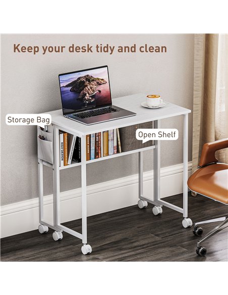 HOMCOM 80 cm Drop Leaf Writing Work Desk - White - pic 162052 | FastDaddyshop