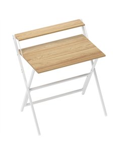 HOMCOM 81.5 cm Folding Computer Desk with Monitor Shelf - Natural Wood Finish