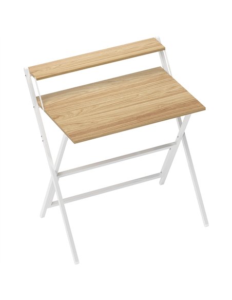 HOMCOM 81.5 cm Folding Computer Desk with Monitor Shelf - Natural Wood Finish - pic 162057 | FastDaddyshop