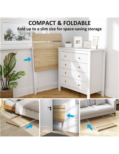 HOMCOM 70 cm Folding Computer Desk with Monitor Shelf - Natural Wood Finish