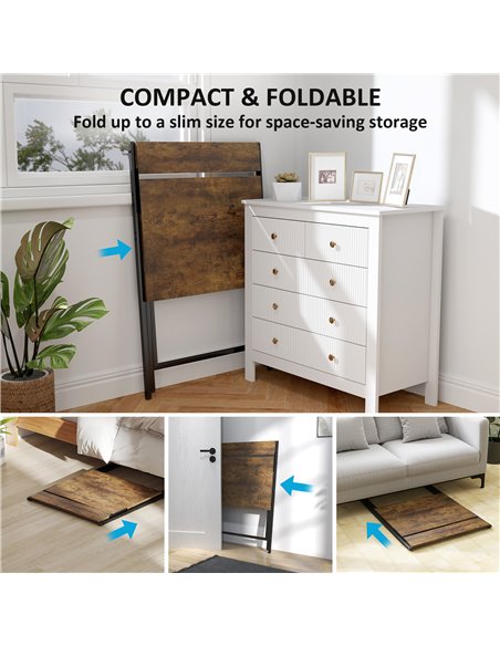 HOMCOM 70 cm Folding Computer Desk with Monitor Shelf - Rustic Brown - pic 162078 | FastDaddyshop
