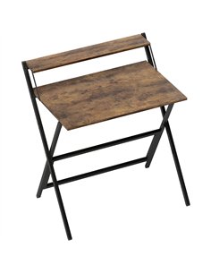 HOMCOM 81.5 cm Folding Computer Desk with Monitor Shelf - Rustic Brown