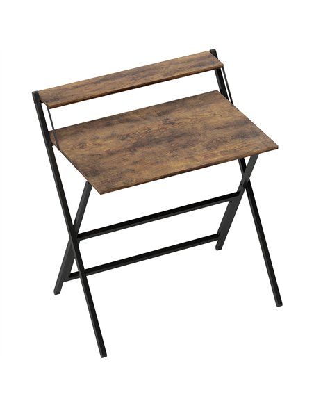 HOMCOM 81.5 cm Folding Computer Desk with Monitor Shelf - Rustic Brown - pic 162084 | FastDaddyshop
