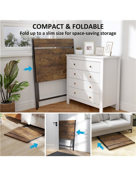HOMCOM 81.5 cm Folding Computer Desk with Monitor Shelf - Rustic Brown - pic 162087 | FastDaddyshop